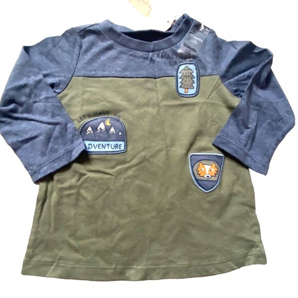 First Impressions Blue and Green Adventure Long Sleeve Tee - Picture 1 of 4